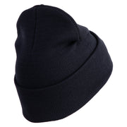 Air Force Pilot Veteran Logo Embroidered 12 Inch Solid Knit Cuff Long Beanie Made in USA