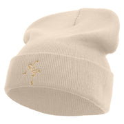 Artistic Ballet Dancing Logo Embroidered 12 Inch Long Knitted Beanie - Birch OSFM