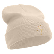 Artistic Ballet Dancing Logo Embroidered 12 Inch Long Knitted Beanie - Birch OSFM