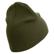 3rd Marine Division Veteran Symbol Embroidered 8 Inch Solid Knit Short Beanie Made in USA - Olive OSFM