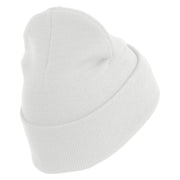 Air Force Pilot Veteran Logo Embroidered 12 Inch Solid Knit Cuff Long Beanie Made in USA - White OSFM