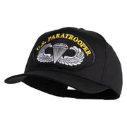 U.S. Paratrooper Patched Solid Cotton Twill Pro Style Cap - Black OSFM
