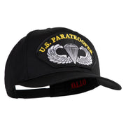 U.S. Paratrooper Patched Solid Cotton Twill Pro Style Cap - Black OSFM