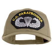 U.S. Paratrooper Patched Solid Cotton Twill Pro Style Cap - Khaki OSFM
