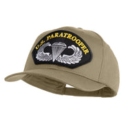 U.S. Paratrooper Patched Solid Cotton Twill Pro Style Cap - Khaki OSFM