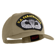 U.S. Paratrooper Patched Solid Cotton Twill Pro Style Cap - Khaki OSFM