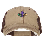 Mardi Gras Fleur de Lis Embroidered Low Profile Mesh Cap