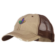 Mardi Gras Fleur de Lis Embroidered Low Profile Mesh Cap