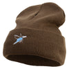 Lineal Bird Logo Embroidered Fleece Lined Cuff Beanie - Olive OSFM