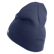 US Air Force Veteran with Flag Symbol Embroidered 8 Inch Solid Knit Short Beanie Made in USA - Navy OSFM