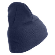 US Air Force Veteran with Flag Symbol Embroidered 8 Inch Solid Knit Short Beanie Made in USA - Navy OSFM