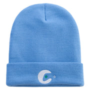 Gaming Logo Embroidered 12 Inch Long Knitted Beanie - Sky-Blue OSFM