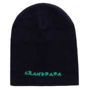 Grandpapa Embroidered 8 Inch Solid Knit Short Beanie Made in USA - Navy OSFM