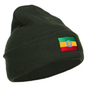 Ethiopia Flag Embroidered Long Beanie