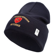 3rd Marine Division Retired Logo Embroidered 12 Inch Solid Knit Cuff Long Beanie Made in USA - Navy OSFM