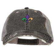 Mardi Gras Fleur de Lis Embroidered Low Profile Mesh Cap