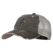 Mardi Gras Fleur de Lis Embroidered Low Profile Mesh Cap