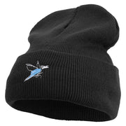 Lineal Bird Logo Embroidered Fleece Lined Cuff Beanie - Black OSFM