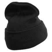 Lineal Bird Logo Embroidered Fleece Lined Cuff Beanie - Black OSFM