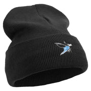 Lineal Bird Logo Embroidered Fleece Lined Cuff Beanie - Black OSFM