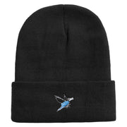 Lineal Bird Logo Embroidered Fleece Lined Cuff Beanie - Black OSFM