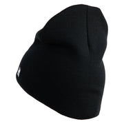 US Air Force Veteran with Flag Symbol Embroidered 8 Inch Solid Knit Short Beanie Made in USA - Black OSFM