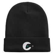 Gaming Logo Embroidered 12 Inch Long Knitted Beanie - Black OSFM