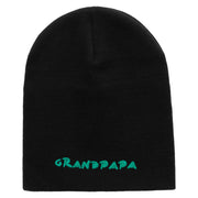 Grandpapa Embroidered 8 Inch Solid Knit Short Beanie Made in USA - Black OSFM