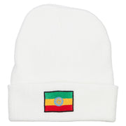 Ethiopia Flag Embroidered Long Beanie