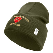3rd Marine Division Retired Logo Embroidered 12 Inch Solid Knit Cuff Long Beanie Made in USA - Olive OSFM