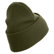 3rd Marine Division Retired Logo Embroidered 12 Inch Solid Knit Cuff Long Beanie Made in USA - Olive OSFM