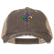 Mardi Gras Fleur de Lis Embroidered Low Profile Mesh Cap