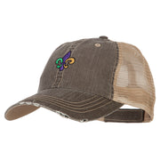 Mardi Gras Fleur de Lis Embroidered Low Profile Mesh Cap