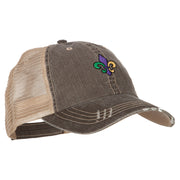 Mardi Gras Fleur de Lis Embroidered Low Profile Mesh Cap