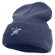 Lineal Bird Logo Embroidered Fleece Lined Cuff Beanie - Navy OSFM