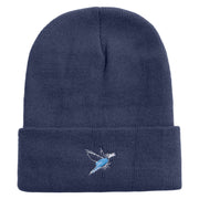 Lineal Bird Logo Embroidered Fleece Lined Cuff Beanie - Navy OSFM