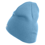 US Air Force Veteran with Flag Symbol Embroidered 8 Inch Solid Knit Short Beanie Made in USA - Carolina-Blue OSFM