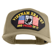Vietnam Era Vet and Proud of It Patched Solid Cotton Twill 5 Panel Prostyle Snap Cap - Khaki OSFM