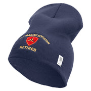 3rd Marine Division Retired Symbol Embroidered 8 Inch Solid Knit Short Beanie Made in USA - Navy OSFM