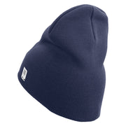 3rd Marine Division Retired Symbol Embroidered 8 Inch Solid Knit Short Beanie Made in USA - Navy OSFM