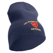 3rd Marine Division Retired Symbol Embroidered 8 Inch Solid Knit Short Beanie Made in USA - Navy OSFM