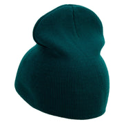 Vintage Nautical Embroidered 8 inch Knitted Short Beanie - DK-Green OSFM