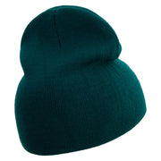 Vintage Nautical Embroidered 8 inch Knitted Short Beanie - DK-Green OSFM
