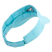 Dove of Peace Embroidered Washed Pigment Dyed Cotton Twill Visor - Aqua OSFM