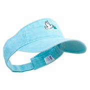 Dove of Peace Embroidered Washed Pigment Dyed Cotton Twill Visor - Aqua OSFM