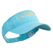 New York Queens District Logo Embroidered Washed Pigment Dyed Cotton Twill Visor - Aqua OSFM