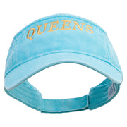 New York Queens District Logo Embroidered Washed Pigment Dyed Cotton Twill Visor - Aqua OSFM