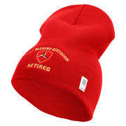 3rd Marine Division Retired Symbol Embroidered 8 Inch Solid Knit Short Beanie Made in USA - Red OSFM