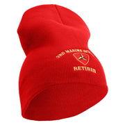 3rd Marine Division Retired Symbol Embroidered 8 Inch Solid Knit Short Beanie Made in USA - Red OSFM