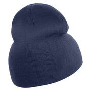 Vintage Nautical Embroidered 8 inch Knitted Short Beanie - Navy OSFM